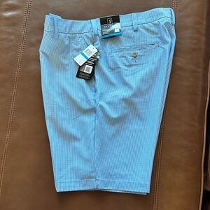 PGA Tour Light Blue Checkered Flat Front Shorts